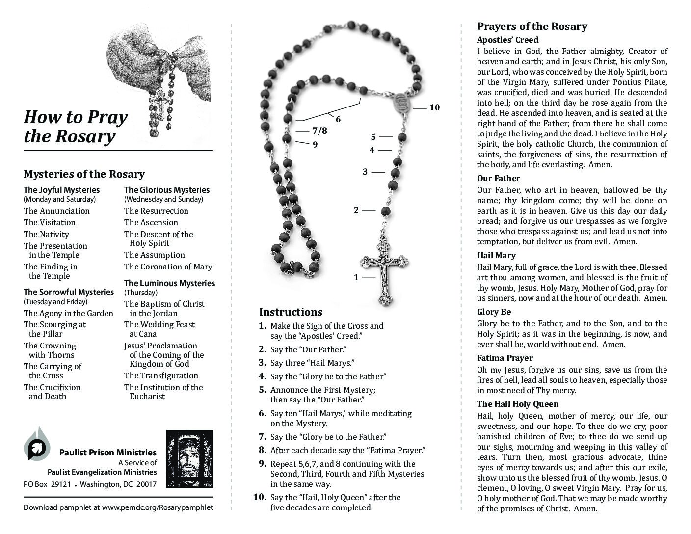 Guide How To Pray The Rosary Printable Booklet